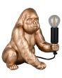 Reality Kong R56611079 tafellamp in de vorm van een goudkleurige gorilla die een zwarte fitting met E14 kogellampje omhoog houdt