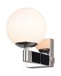 Trio Kula 284270106 brandende chroom kleurige badkamerlamp met opstaande bolvormige glazen kap en schakelaar