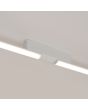 Detailfoto middenstuk witte langwerpige plafondlamp Lagom van 181 cm lang met kort in het midden onderbroken LED unit over de gehele lengte
