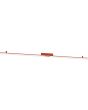 okerrood langwerpige plafondlamp Lagom van 181 cm lang met kort in het midden onderbroken LED unit over de gehele lengte