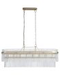 Searchlight Lara 11400-8GO langwerpige ovale hanglamp met goudkleurige plafondbalk en een dubbele ring van helder glazen staafjes met een goudkleurige band eromheen