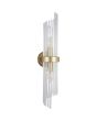 Searchlight Lara 11500-2GO wandlamp met goudkleurig wandplaatje en een ring van helder glazen staafjes met een goudkleurige band eromheen