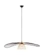 Brandende Casalum Lauris schijfvormige hanglamp met een diameter van 100 cm van zwart en goudkleurig metaaldraad