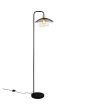 Brandende Casalum Lauris vloerlamp met een hoogte van 155 cm en hangende kap van zwart en goudkleurig metaaldraad