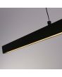 Searchlight Layla 30228BK detailfoto van de brandende LED balk zwarte hanglamp met LED balk van 101cm