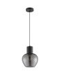 Brilliant Ligari zwarte hanglamp met bolvormige rookglazen kap van 23 cm in diameter