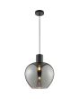 Brandende Brilliant Ligari zwarte hanglamp met bolvormige rookglazen kap van 35 cm in diameter