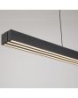 Detailfoto van de uitschuifbare led balken van de Searchlight Linear zwarte in hoogte verstelbare van 95 tot 150cm uitschuifbare hanglamp met drie LED balken