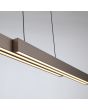 Detailfoto van een uitgeschoven Searchlight Linear in hoogte verstelbare van 95 tot 150cm uitschuifbare koffiebruine hanglamp met drie LED balken