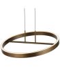 Bovenaanzicht met LED rand van de Freelight Livello brons-goudkleurige ringvormige hanglamp met een diameter van 60cm en geintegreerde LED rand naar beneden en boven