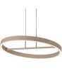 Onderaanzicht van de LED rand van de Freelight Livello creme kleurige ringvormige hanglamp met een diameter van 60cm en geintegreerde LED rand naar beneden en boven