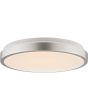 Zijaanzicht Brilliant Livius staalkleurige plafonnière met een diameter van 33 cm en een venster voor achterwaarts licht langs het plafond