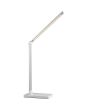 Brandende Brilliant Lomina oplaadbare witte bureaulamp van 38 cm hoog met twee scharnierpunten en langwerpige LED unit in de kop