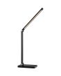 Brandende Brilliant Lomina oplaadbare zwarte bureaulamp van 38 cm hoog met twee scharnierpunten en langwerpige LED unit in de kop