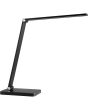 Brilliant Lomina oplaadbare zwarte bureaulamp van 38 cm hoog met twee scharnierpunten en langwerpige LED unit in de kop