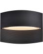 Lutec Lotus zwarte wandlamp voor buiten van 18 cm breed met ovale LED unit naar beneden en een streep licht naar boven