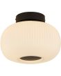 Searchlight Lumina 10271-1BK brandende zwarte plafondlamp met opaal geribbeld glazen kap