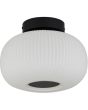 Searchlight Lumina 10271-1BK zwarte plafondlamp met opaal geribbeld glazen kap