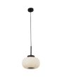 Searchlight Lumina 10272-1BK brandende zwarte hanglamp met kap van opaal geribbeld glas