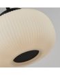 Searchlight Lumina 10272-1BK detailfoto van de kap van de zwarte hanglamp met kap van opaal geribbeld glas van schuin onder genomen