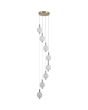 Searchlight Luminique mat messing hanglamp van 51cm in diameter met acht pendels met een kap van bolvormig mat geribbeld glas
