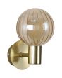 Searchlight Luminsphere 30506BK goudkleurige wandlamp voor de badkamer met bolvormig champagnekleurig geribbeld glazen kapje