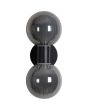 Searchlight Luminsphere 30507BK zwarte wandlamp voor de badkamer met twee bolvormig geribbeld glazen kapjes
