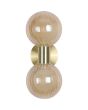 Searchlight Luminsphere 30507GO goudkleurige wandlamp voor de badkamer met twee champagne kleurig bolvormig geribbeld glazen kapjes