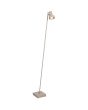 Freelight Lunata creme kleurige vloerlamp met vierkante voet en schakelaar op het spotje en een hoogte van 130cm, voorzien van een GU10 led lamp