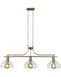 Searchlight Margarita 31031-3PB brandende hanglamp met sierlijke messing buizen ophanging en drie helder glazen kapjes