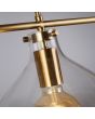 Searchlight Margarita 31031-3PB detailfoto van de messing ophanging van de glazen kapjes van de hanglamp met sierlijke messing buizen ophanging en drie helder glazen kapjes