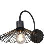 Casalum Margarita zwart wandlamp van 25cm breed met schaalvormige open kap van metaaldraad en schakelaar op het wandplaatje