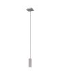 Trio Marley 312400107 staal kleurige hanglamp met vierkant plafondplaatje en cilindervormige kap met een brandend GU10 lampje