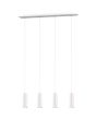 Trio Marley 312400401 hanglamp met witte plafondbalk en vier pendels met cilindervormige kap met een brandend GU10 lampje
