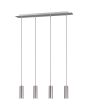 Trio Marley 312400407 hanglamp met staalkleurige plafondbalk en vier pendels met cilindervormige kap met een brandend GU10 lampje