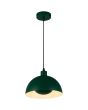 Searchlight Mars 35410GR brandende groene hanglamp van 25cm met half ronde kap en half ronde schijf in de lamp voor indirect licht