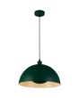 Searchlight Mars 35411GR brandende groene hanglamp van 40cm met half ronde kap en half ronde schijf in de lamp voor indirect licht