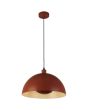 Hanglamp Mars 35411OR brandende oranje hanglamp van 40cm met half ronde kap en half ronde schijf in de lamp voor indirect licht