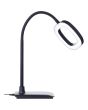 Brandende Brilliant Maskat zwarte bureaulamp van 43cm hoog met cirkelvormige kop met geintegreerde LED en flexibele arm