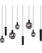 Trio Mataro 364100832 bovenaanzicht hanglamp met vijf pendels met verchroomd glazen kappen en drie pendels met zwarte cilindervormige kappen voor GU10 lampen
