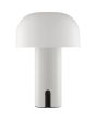 Brilliant Mattis beige oplaadbare tafellamp van 21 cm hoog en 15 cm in diameter met half ronde wit kunststof kap