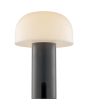 Brandende Brilliant Mattis grijze oplaadbare tafellamp van 21 cm hoog en 15 cm in diameter met half ronde wit kunststof kap