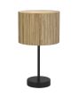 Searchlight Meadow EU49712BK brandende tafellamp met zwarte lampvoet en ronde kap van gras