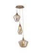 Hanglamp Mia 3-licht brass champagneglas
