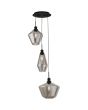 Hanglamp Mia 3-licht zwart rookglas