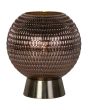 Searchlight Mila EU67008AB brandende oplaadbare tafellamp op AAA batterijen van 18,5cm hoog met bronzen voet en bolvormig brons kleurig glazen kap