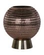 Searchlight Mila EU67008AB oplaadbare tafellamp op AAA batterijen van 18,5cm hoog met bronzen voet en bolvormig brons kleurig glazen kap