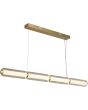 Searchlight Mod 26254SB messing kleurige hanglamp met brandende LED buis en in vier delen verdeelde buisvormige helder glazen kap