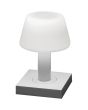 Konstsmide Monaco witte tafellamp van aluminium met wit glazen kapje en touchdimmer van 19 cm hoog