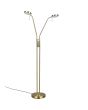 Trio Monza mat messing kleurige leeslamp met twee leeslampen met ronde kop en touch dimmer aan de paal
